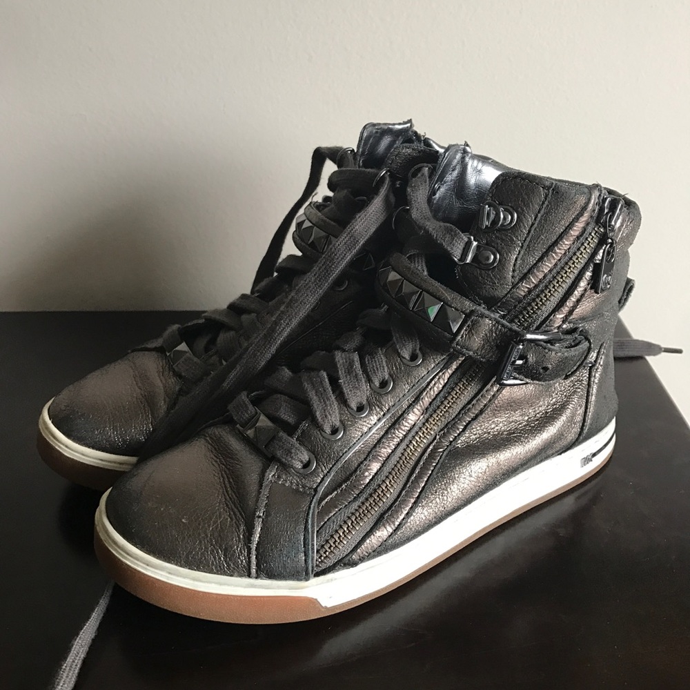 Michael Kors leather metallic high top sneakers
